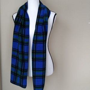Vintage Original Gap Pro Fleece Plaid Wide Scarf 11.5" x 67" Blue Green